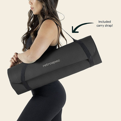 Solana Yoga Mat Thick 1/2In Non-Slip Workout Mat with Nylon Strap - 72X24In Exercise Mat for Pilates, Stretching & Fitness - BPA Free, Easy Clean